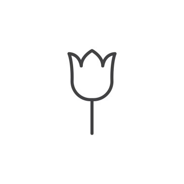 Lale çiçek simgesi anahat. Mobil kavramı ve web tasarım için doğrusal stili işaret. Lale basit çizgi vektör simge Bud. Sembol, logo illüstrasyon. Piksel mükemmel vektör grafikleri