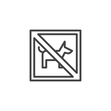 Hiçbir evcil hayvan simgesi anahat. Mobil kavramı ve web tasarım için doğrusal stili işaret. Köpekler basit çizgi vektör simge yok. Sembol, logo illüstrasyon. Piksel mükemmel vektör grafikleri