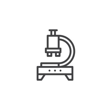 Mikroskop, araştırma anahat simgesi. Mobil kavramı ve web tasarım için doğrusal stili işaret. Laboratuvar ekipmanları basit çizgi vektör simgesi. Sembol, logo illüstrasyon.