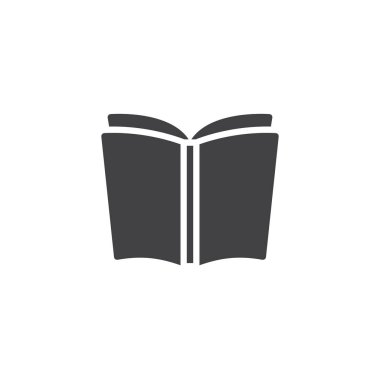 Açık kitap sayfaları simge vektör. Mobil kavramı ve web tasarım için düz işareti dolu. Kütüphane basit katı simgesi. Okuma sembolü, logo illüstrasyon. Piksel mükemmel vektör grafikleri