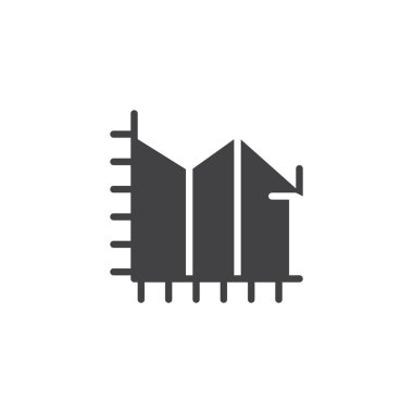 Vektör simgesi grafiğini çizin. Mobil kavramı ve web tasarım için düz işareti dolu. Düşen grafik istatistikleri basit katı simgesi. Sembol, logo illüstrasyon. Piksel mükemmel vektör grafikleri