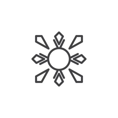 Kristal güneş anahat simgesi. Mobil kavramı ve web tasarım için doğrusal stili işaret. basit çizgi vektör simgesi. Sembol, logo illüstrasyon. Piksel mükemmel vektör grafikleri