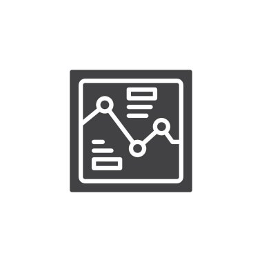 Analitik grafik vektör simgesi. Mobil kavramı ve web tasarım için düz işareti dolu. Belgeler, istatistikleri, rapor basit katı simgesi. Sembol, logo illüstrasyon. Piksel mükemmel vektör grafikleri