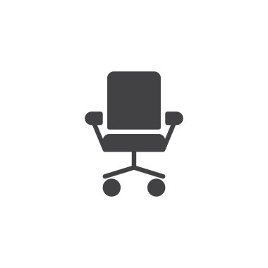 Ofis sandalye vektör simgesi. Mobil kavramı ve web tasarım için düz işareti dolu. Ergonomik koltuk basit katı simgesi. Sembol, logo illüstrasyon. Piksel mükemmel vektör grafikleri