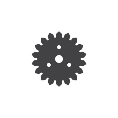 Dişli çark vektör simgesi. Mobil kavramı ve web tasarım için düz işareti dolu. Karikatür basit katı simgesi. Ayarları simgesi, logo illüstrasyon. Piksel mükemmel vektör grafikleri