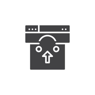 Tarayıcı penceresi ve alışveriş çantası vektör simgesi. Mobil kavramı ve web tasarım için düz işareti dolu. Online alışveriş basit katı simgesi. Sembol, logo illüstrasyon. Piksel mükemmel vektör grafikleri