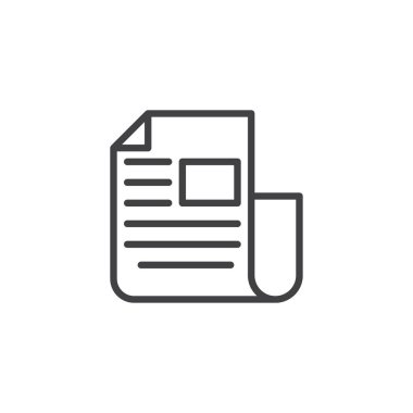 Gazete anahat simgesi. Mobil kavramı ve web tasarım için doğrusal stili işaret. Haber basit çizgi vektör simgesi. Sembol, logo illüstrasyon. Piksel mükemmel vektör grafikleri