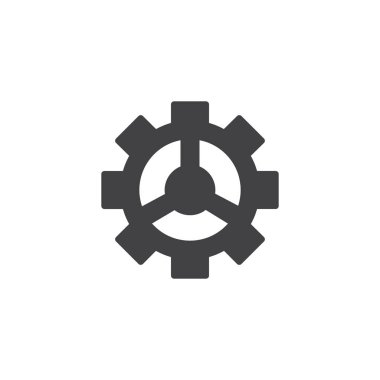 Dişli vektör simgesi. Mobil kavramı ve web tasarım için düz işareti dolu. Karikatür basit katı simgesi. Ayarları simgesi, logo illüstrasyon. Piksel mükemmel vektör grafikleri