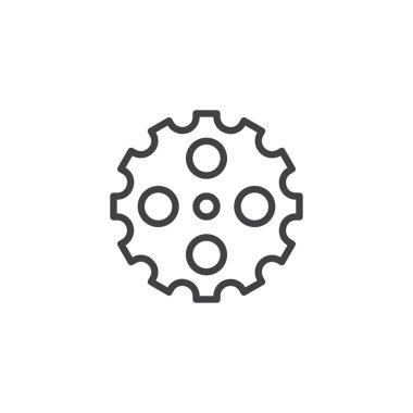 Karikatür anahat simgesi. Mobil kavramı ve web tasarım için doğrusal stili işaret. Dişli basit çizgi vektör simgesi. Ayarı simgesi, logo illüstrasyon. Piksel mükemmel vektör grafikleri