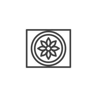 Çanağın içinde en iyi görünümü anahat simgesini çiçek. Mobil kavramı ve web tasarım için doğrusal stili işaret. Saksılı bitki basit çizgi vektör simgesi. Sembol, logo illüstrasyon. Piksel mükemmel vektör grafikleri