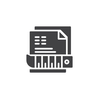 Ölçüm bandı ve kağıt dikiş desen vektör simgesi. Mobil kavramı ve web tasarım için düz işareti dolu. Ölçüm basit katı simgesi. Sembol, logo illüstrasyon. Piksel mükemmel vektör grafikleri