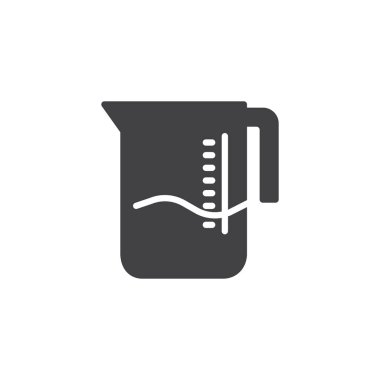 Ölçüm Kupası vektör simgesi. Mobil kavramı ve web tasarım için düz işareti dolu. Ölçüm kabı katı simgesi. Sembol, logo illüstrasyon. Piksel mükemmel vektör grafikleri