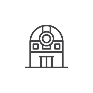 Gözlemevi teleskop anahat simgesi. Mobil kavramı ve web tasarım için doğrusal stili işaret. Astronomi basit çizgi vektör simgesi. Sembol, logo illüstrasyon. Piksel mükemmel vektör grafikleri