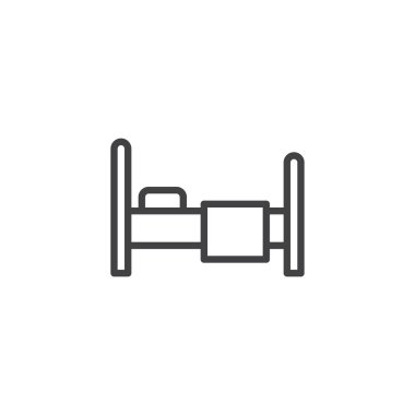 Yatak anahat simgesi. Mobil kavramı ve web tasarım için doğrusal stili işaret. Otel Oda basit çizgi vektör simgesi. Hostel sembolü, logo illüstrasyon. Piksel mükemmel vektör grafikleri