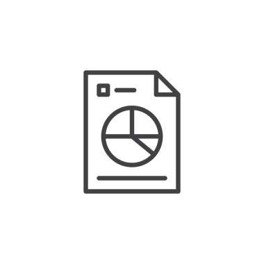 Pasta grafiği anahat simgesi ile belge. Mobil kavramı ve web tasarım için doğrusal stili işaret. İş rapor basit çizgi vektör simgesi. Sembol, logo illüstrasyon. Piksel mükemmel vektör grafikleri