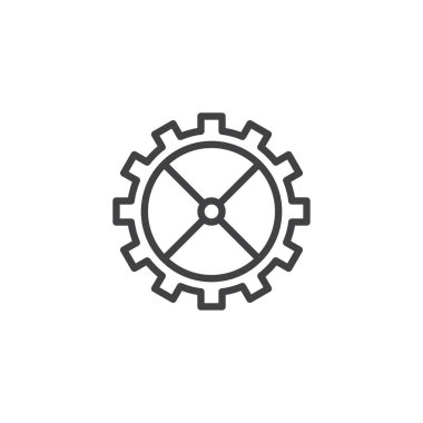 Dişli anahat simgesini. Mobil kavramı ve web tasarım için doğrusal stili işaret. Ayarları basit çizgi vektör simgesi. Sembol, logo illüstrasyon. Piksel mükemmel vektör grafikleri