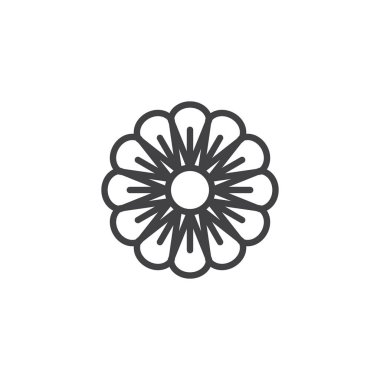 Süs çiçek anahat simgesi. Mobil kavramı ve web tasarım için doğrusal stili işaret. Çiçek basit çizgi vektör simgesi. Sembol, logo illüstrasyon. Piksel mükemmel vektör grafikleri