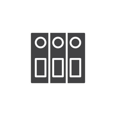 Ciltçi vektör simgesi. Mobil kavramı ve web tasarım için düz işareti dolu. Arşiv office klasörleri basit katı kutsal kişilerin resmi. Sembol, logo illüstrasyon. Piksel mükemmel vektör grafikleri