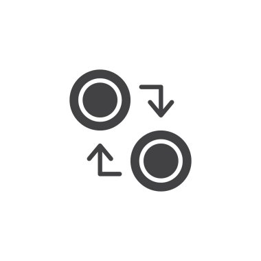 Oklar vektör simgesi ile para. Mobil kavramı ve web tasarım için düz işareti dolu. Döviz Alım Satım basit katı simgesi. Sembol, logo illüstrasyon. Piksel mükemmel vektör grafikleri