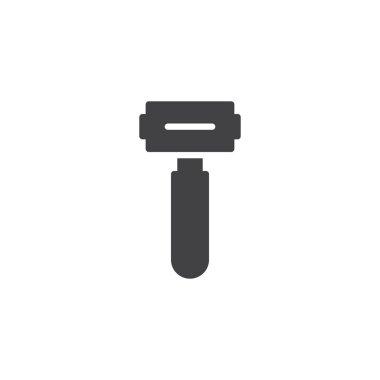 Tıraş jilet vektör simgesi. Mobil kavramı ve web tasarım için düz işareti dolu. Jilet basit katı simgesi. Sembol, logo illüstrasyon. Piksel mükemmel vektör grafikleri