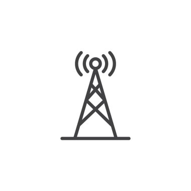 Kablosuz anten anahat simgesi. Mobil kavramı ve web tasarım için doğrusal stili işaret. Raster verici basit çizgi vektör simgesi. Sembol, logo illüstrasyon. Piksel mükemmel vektör grafikleri