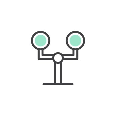 Tren trafik ışığı simgesi vektör, doğrusal düz işareti, bicolor piktogram, yeşil ve gri renkler. Tren ışıkları, semafor sinyal simgesi, logo illüstrasyon