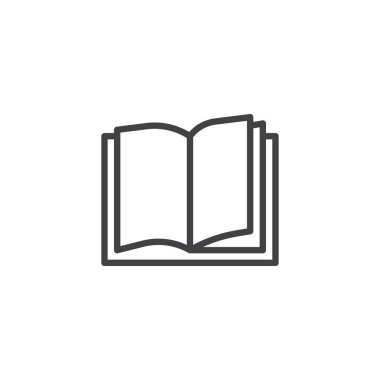 Kitap anahat simgesi. Mobil kavramı ve web tasarım için doğrusal stili işaret. Açık kitap basit çizgi vektör simgesi. Eğitim sembolü, logo illüstrasyon. Piksel mükemmel vektör grafikleri