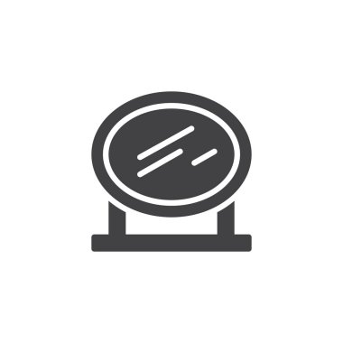 Ayna vektör simgesi. Mobil kavramı ve web tasarım için düz işareti dolu. Banyo ayna basit katı simgesi. Sembol, logo illüstrasyon. Piksel mükemmel vektör grafikleri