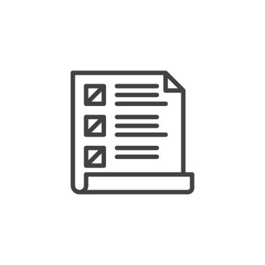 Wishlist anahat simgesi. Mobil kavramı ve web tasarım için doğrusal stili işaret. Alışveriş listesi basit çizgi vektör simgesi. Sembol, logo illüstrasyon. Piksel mükemmel vektör grafikleri