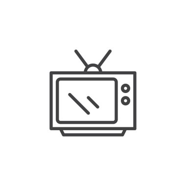 Televizyon anteni anahat simgesi olan. Mobil kavramı ve web tasarım için doğrusal stili işaret. TV basit çizgi vektör simgesi. Sembol, logo illüstrasyon. Piksel mükemmel vektör grafikleri
