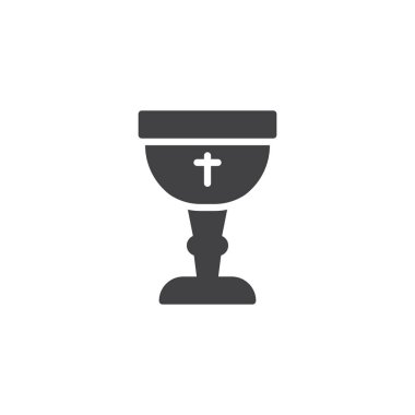 Kilise kase vektör simgesi. Mobil kavramı ve web tasarım için düz işareti dolu. Kilise kadehi basit katı simgesi. Sembol, logo illüstrasyon. Piksel mükemmel vektör grafikleri