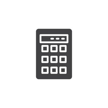 Hesap makinesi vektör simgesi. Mobil kavramı ve web tasarım için düz işareti dolu. Hesaplama basit katı simgesi. Sembol, logo illüstrasyon. Piksel mükemmel vektör grafikleri