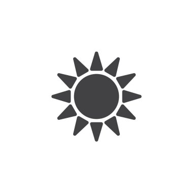 Güneş vektör simgesi. Mobil kavramı ve web tasarım için düz işareti dolu. Yaz basit katı simgesi. Sembol, logo illüstrasyon. Piksel mükemmel vektör grafikleri