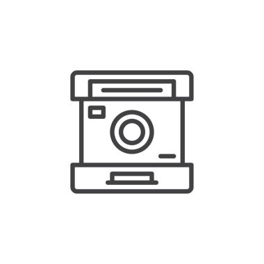 Anlık fotoğraf makinesi anahat simgesi. Mobil kavramı ve web tasarım için doğrusal stili işaret. Fotoğraf kamera basit çizgi vektör simgesi. Sembol, logo illüstrasyon. Piksel mükemmel vektör grafikleri