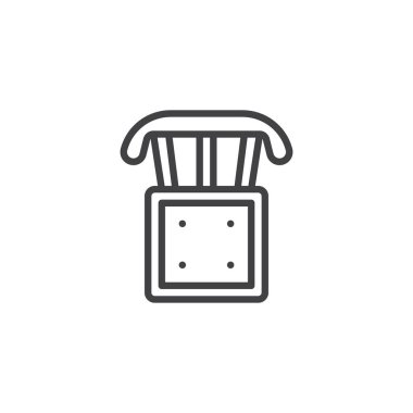 Mutfak sandalye en iyi görünümü anahat simgesi. Mobil kavramı ve web tasarım için doğrusal stili işaret. Ahşap dışkı basit çizgi vektör simgesi. Sembol, logo illüstrasyon. Piksel mükemmel vektör grafikleri