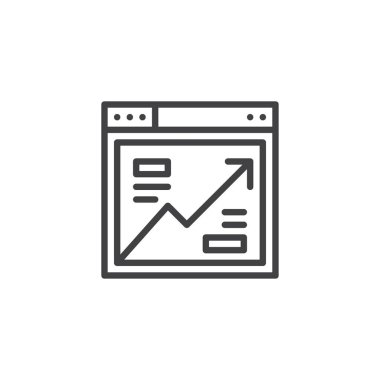 Tarayıcı analytics simgesi anahat. Mobil kavramı ve web tasarım için doğrusal stili işaret. Online finansal analytics basit çizgi vektör simgesi. Sembol, logo illüstrasyon. Piksel mükemmel vektör grafikleri