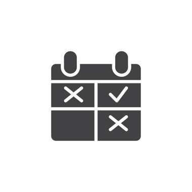Kene vektör simgesi ile takvim. Mobil kavramı ve web tasarım için düz işareti dolu. Gündem, hatırlatma basit katı simgesi. Sembol, logo illüstrasyon. Piksel mükemmel vektör grafikleri