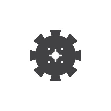 Gearwheel vektör simgesi. Mobil kavramı ve web tasarım için düz işareti dolu. Karikatür basit katı simgesi. Ayarı simgesi, logo illüstrasyon. Piksel mükemmel vektör grafikleri