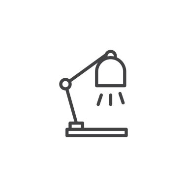 Resepsiyon lambası anahat simgesi. Mobil kavramı ve web tasarım için doğrusal stili işaret. Okul sırası lamba basit çizgi vektör simgesi. Sembol, logo illüstrasyon. Piksel mükemmel vektör grafikleri