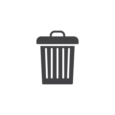 Çöp kutusu vektör simgesi. Mobil kavramı ve web tasarım için düz işareti dolu. Basit katı simgesini çöp kutusu. Sembol, logo illüstrasyon. Piksel mükemmel vektör grafikleri