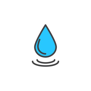 Su damlası doldurulmuş anahat simgesini, çizgi vektör işareti, üzerinde beyaz izole doğrusal renkli sembol. Damlacık simgesi, logo illüstrasyon. Piksel mükemmel vektör grafikleri