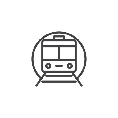 Tren metro anahat simgesi. Mobil kavramı ve web tasarım için doğrusal stili işaret. Metro basit çizgi vektör simgesi. Sembol, logo illüstrasyon. Piksel mükemmel vektör grafikleri