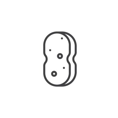 Sünger anahat simgesi. Mobil kavramı ve web tasarım için doğrusal stili işaret. Köpüklü banyo süngeri düz çizgi vektör simgesi. Sembol, logo illüstrasyon. Piksel mükemmel vektör grafikleri