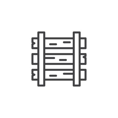 Raylar ve uyuyanlar simgesi anahat. Mobil kavramı ve web tasarım için doğrusal stili işaret. Demiryolu basit çizgi vektör simgesi. Sembol, logo illüstrasyon. Piksel mükemmel vektör grafikleri