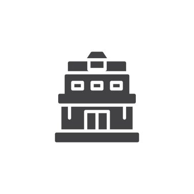 Vektör simgesi bina Gözlemevi. Mobil kavramı ve web tasarım için düz işareti dolu. Astronomi basit katı simgesi. Sembol, logo illüstrasyon. Piksel mükemmel vektör grafikleri