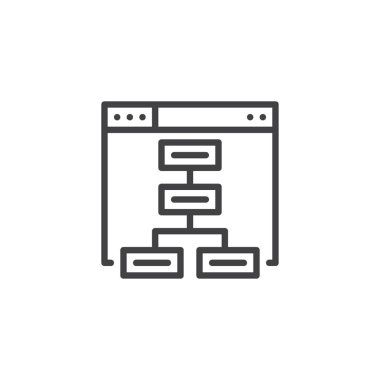 Site Haritası anahat simgesi. Mobil kavramı ve web tasarım için doğrusal stili işaret. Web sitesi akış çizelgesi basit çizgi vektör simge. Sembol, logo illüstrasyon. Piksel mükemmel vektör grafikleri