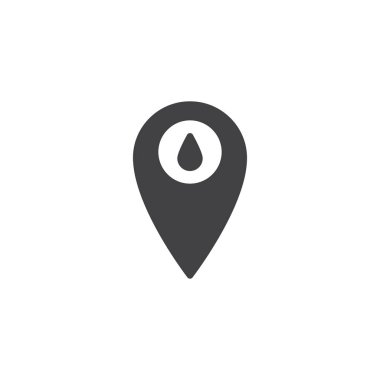 Harita göstergesi ile su damla vektör simgesi. Mobil kavramı ve web tasarım için düz işareti dolu. Su yer tutucu basit katı simgesi. Sembol, logo illüstrasyon. Piksel mükemmel vektör grafikleri