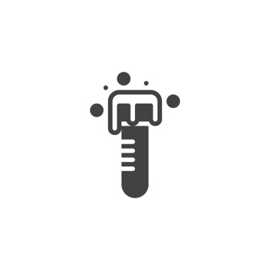 Sıvı vektör simgesi olan tüp. Mobil kavramı ve web tasarım için düz işareti dolu. Kimyasal deney basit katı simgesi. Sembol, logo illüstrasyon. Piksel mükemmel vektör grafikleri