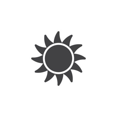 Güzel güneş vektör simgesi. Mobil kavramı ve web tasarım için düz işareti dolu. Güneş basit katı simgesi doğuyor. Sembol, logo illüstrasyon. Piksel mükemmel vektör grafikleri