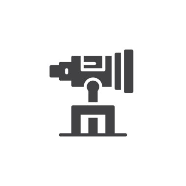 Teleskop vektör simgesi. Mobil kavramı ve web tasarım için düz işareti dolu. Astronomi teleskop basit katı simgesi. Sembol, logo illüstrasyon. Piksel mükemmel vektör grafikleri